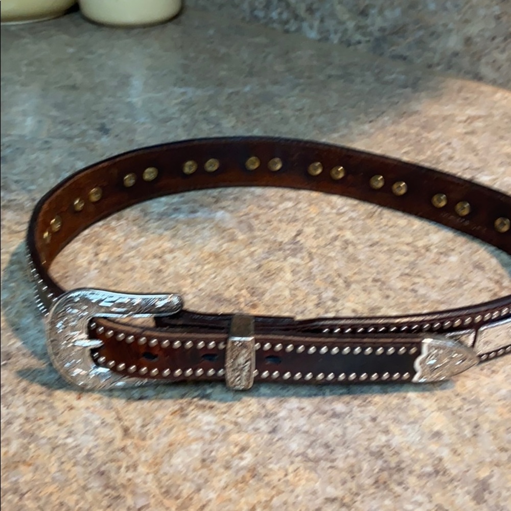 Nocona Brown Leather Silver Belt Size 30